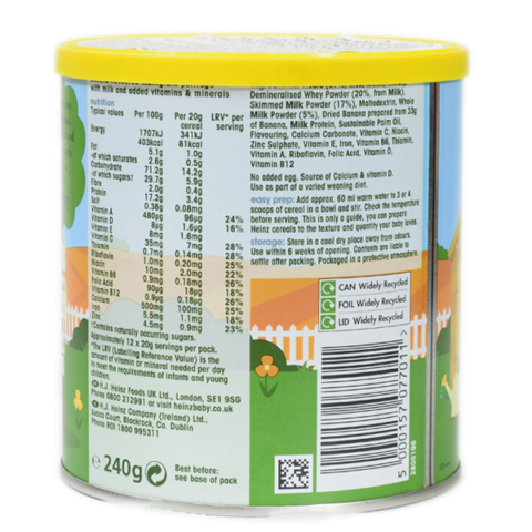 Bột ăn dặm Heinz Anh 6 tháng vị chuối dạng lon (240g)