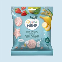 Bánh gạo ăn dặm FrutoNanny vị táo, dâu tây, chuối và prebiotic – dành cho bé từ 12 tháng tuổi (30g) - Gói - Gói